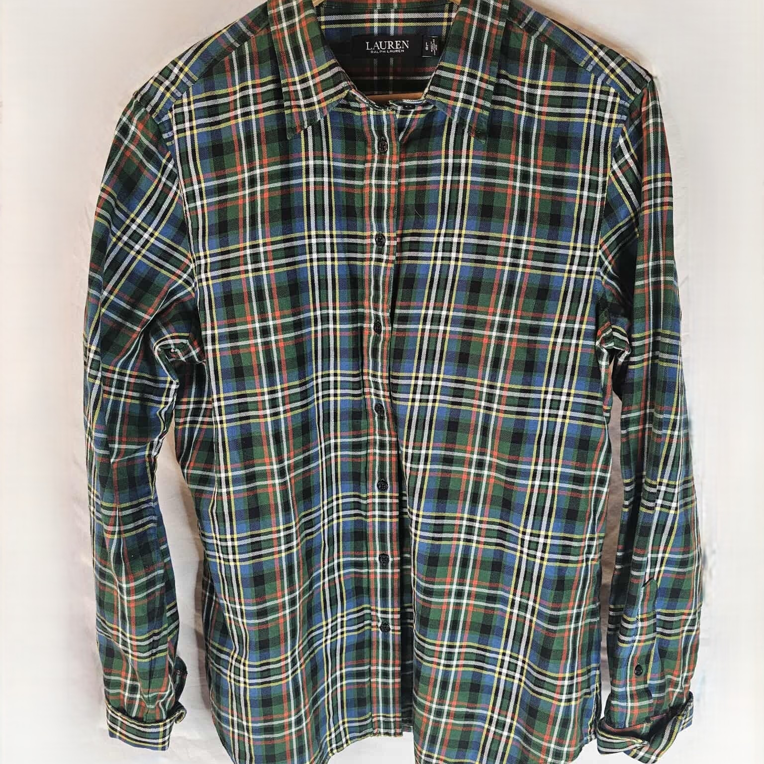 Ralph Lauren Green And Blue Button Down Shirt Size Large